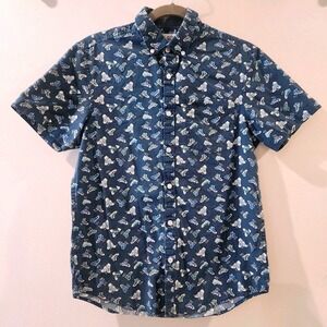 Penguin by Munsingwear Mens Button Down Short Sleeve Shirt Sneakers Print Size S